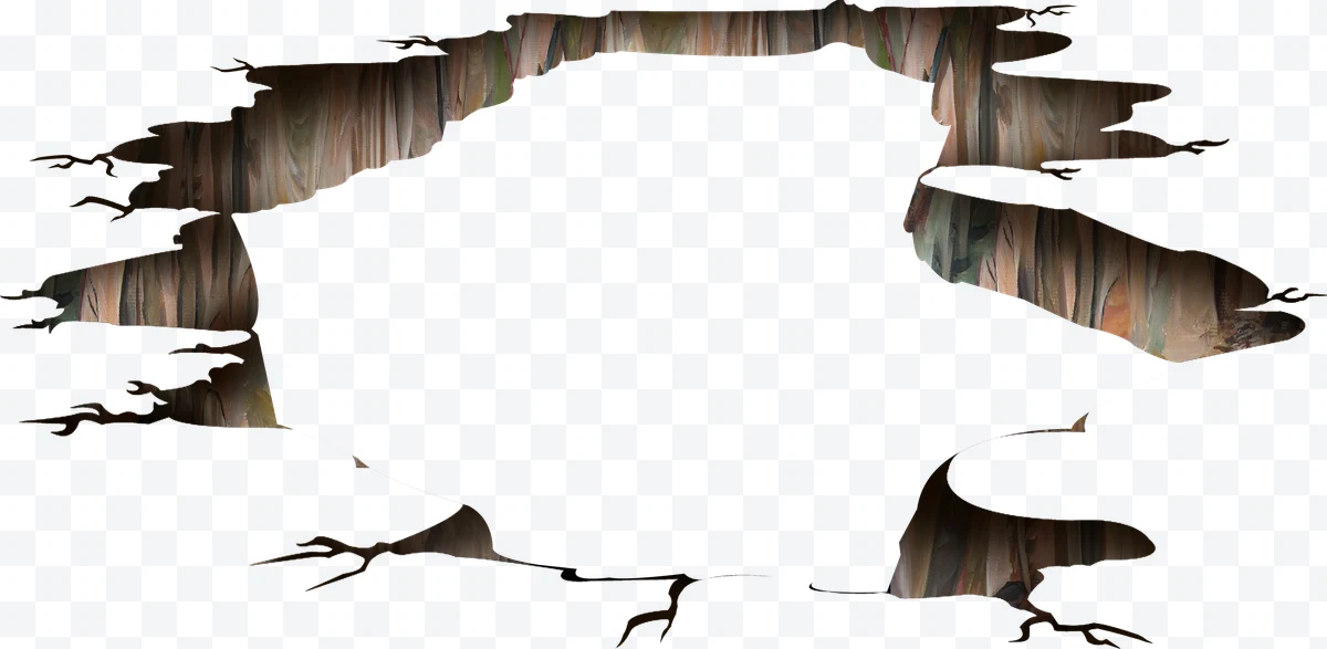 Broken hole in wall with wood texture