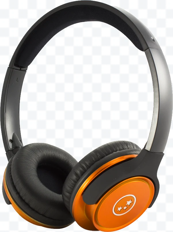 Orange and black headphones with headband