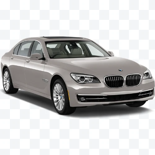 BMW 7 Series beige sedan with sunroof front view