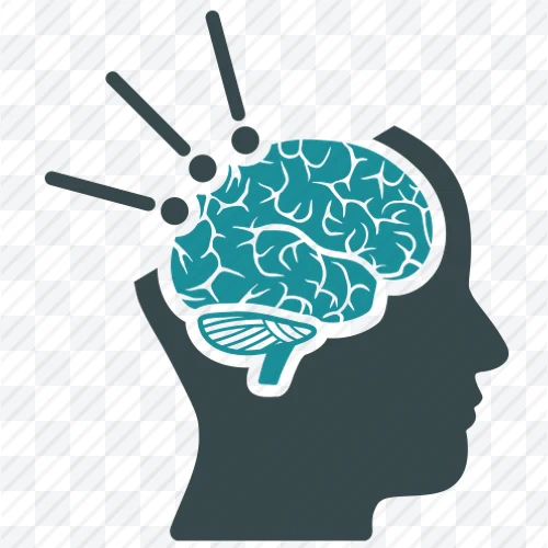 Head with brain and exclamation marks