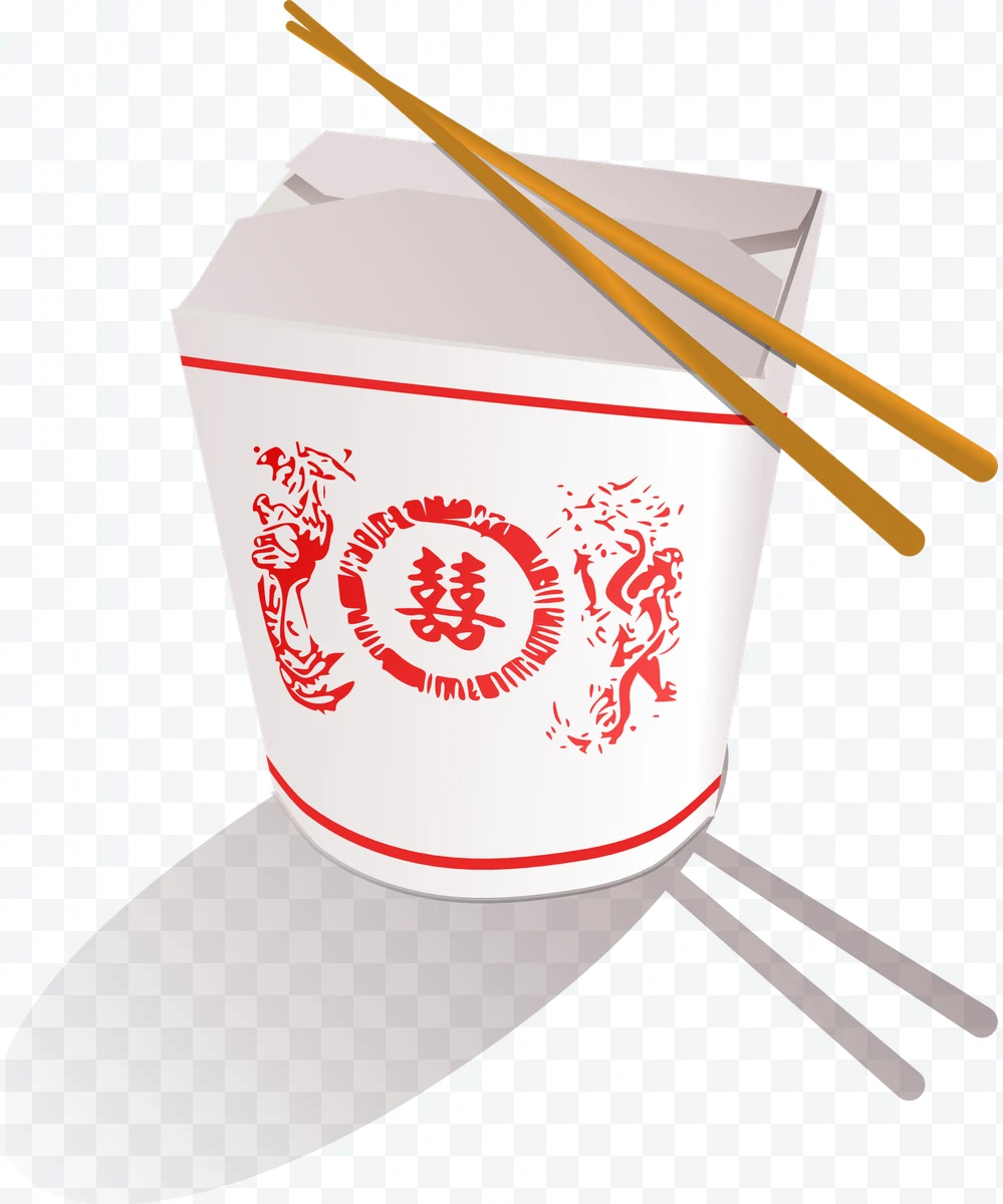 Chinese takeout food box with chopsticks