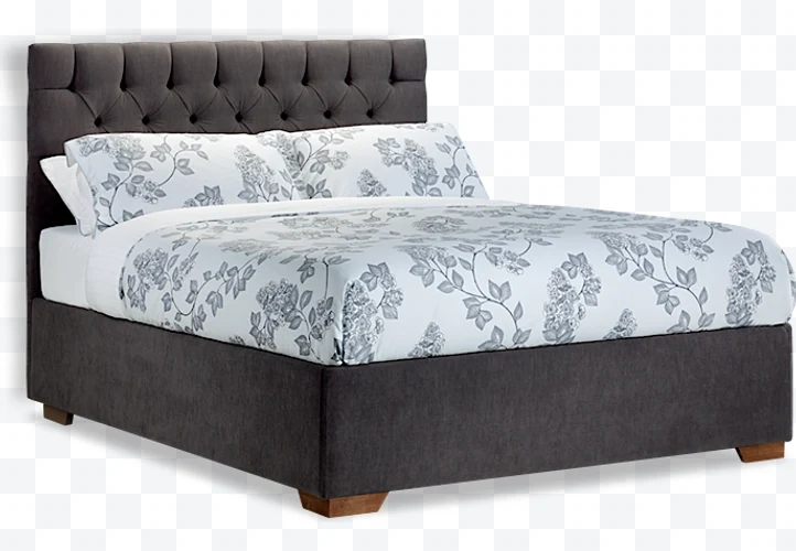 Upholstered bed with tufted headboard