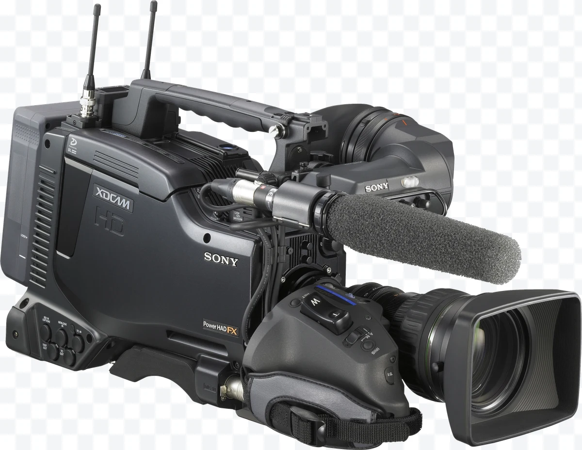 Sony XDCAM HD professional camera with foam microphone