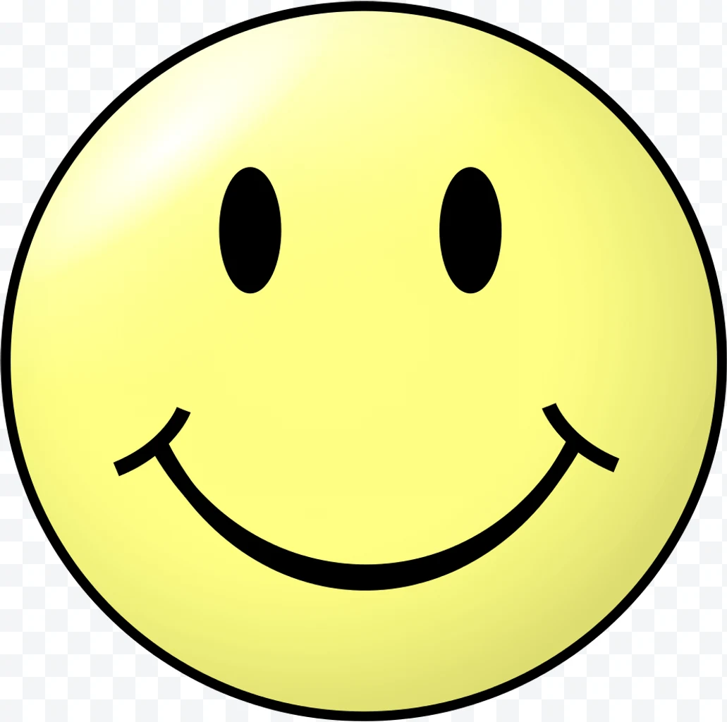 Icon of a yellow smiling face with black eyes and black border