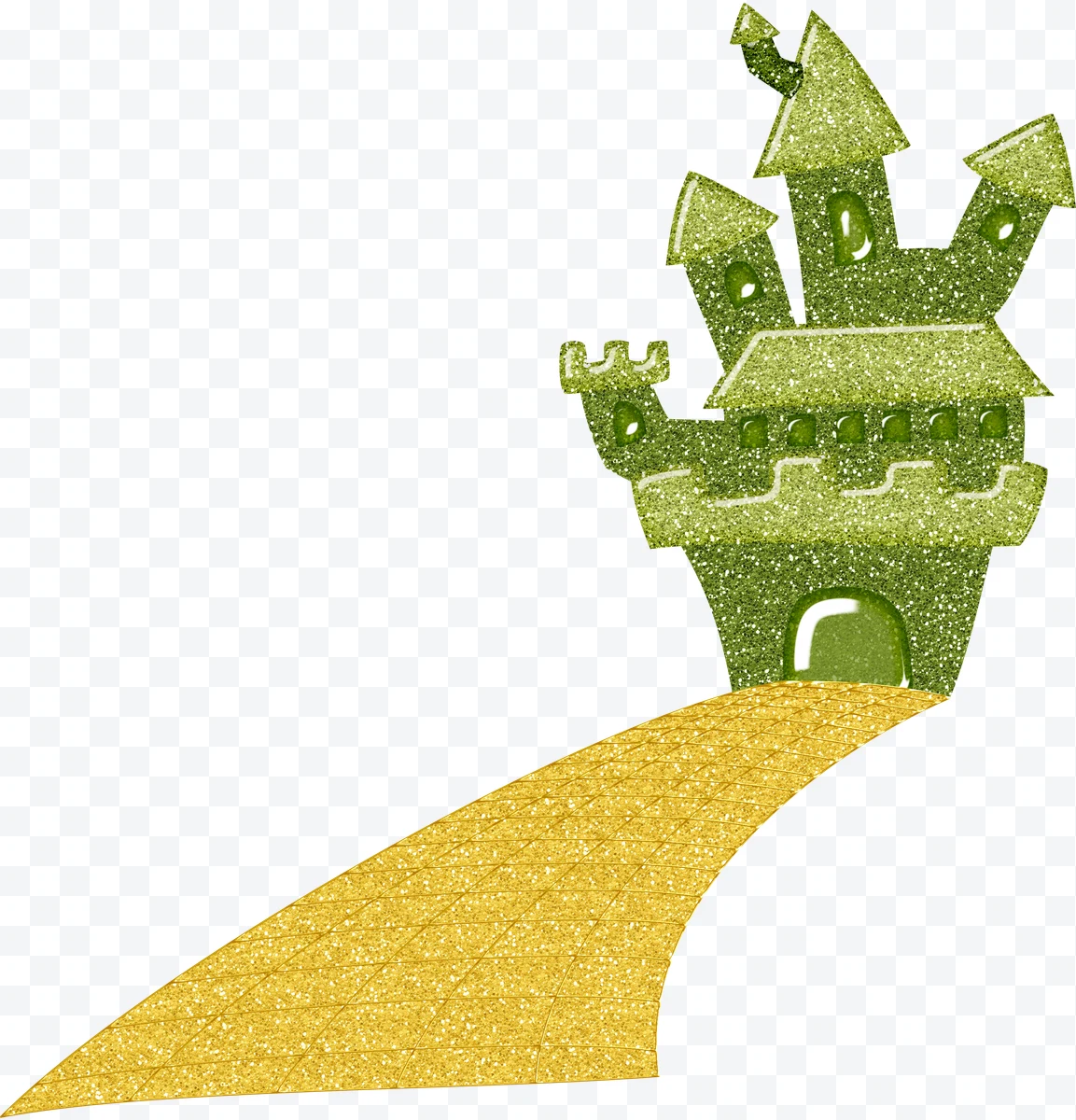 Green castle with golden path