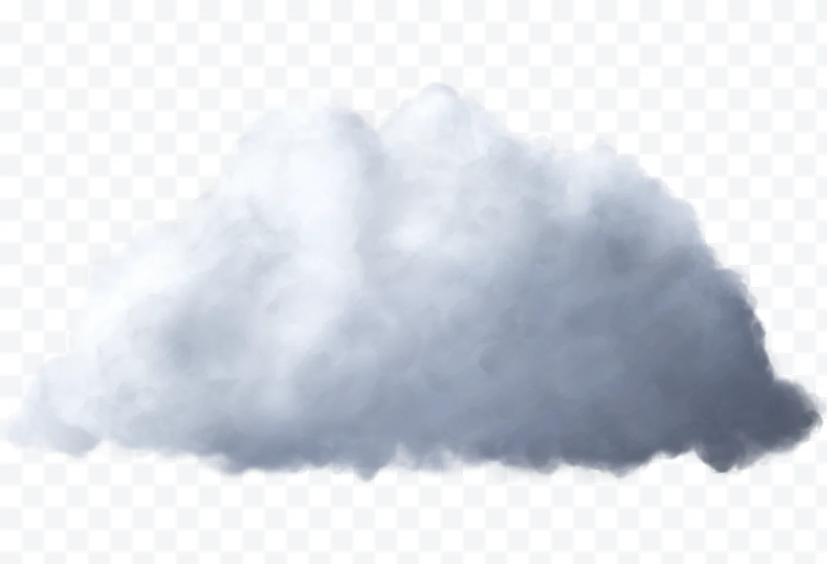 Realistic white cloud with shadows on transparent background