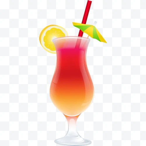 Cocktail with lemon slice and umbrella
