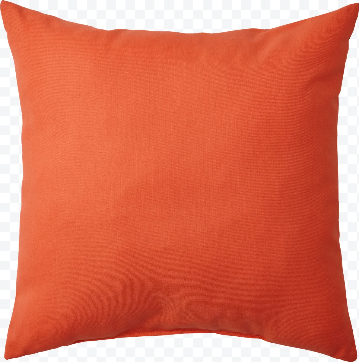 Orange square cushion on white background
