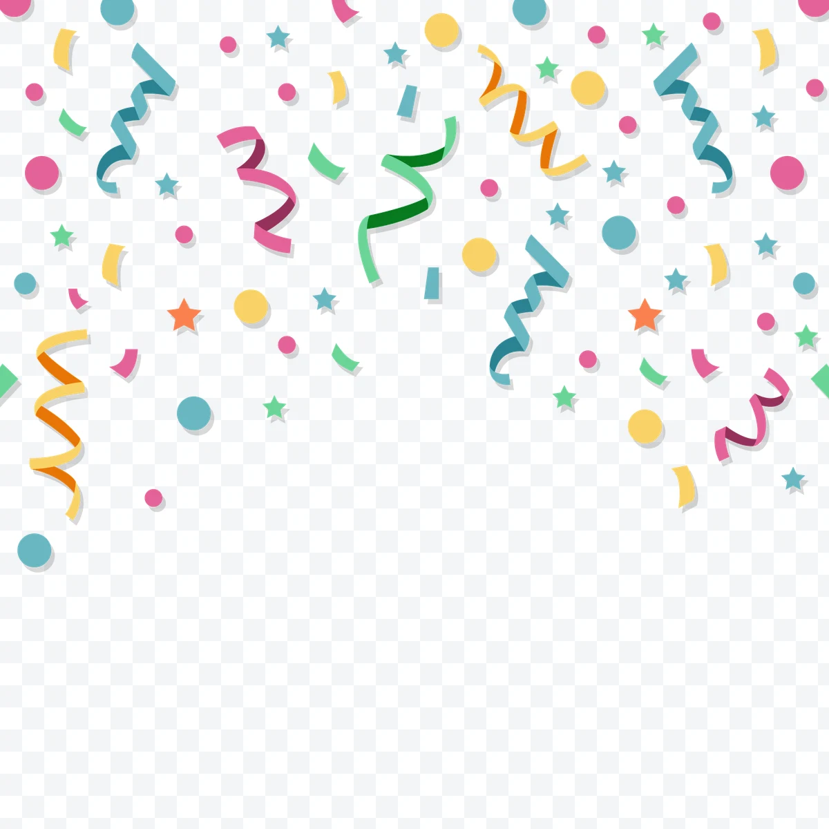 Colorful confetti and streamers