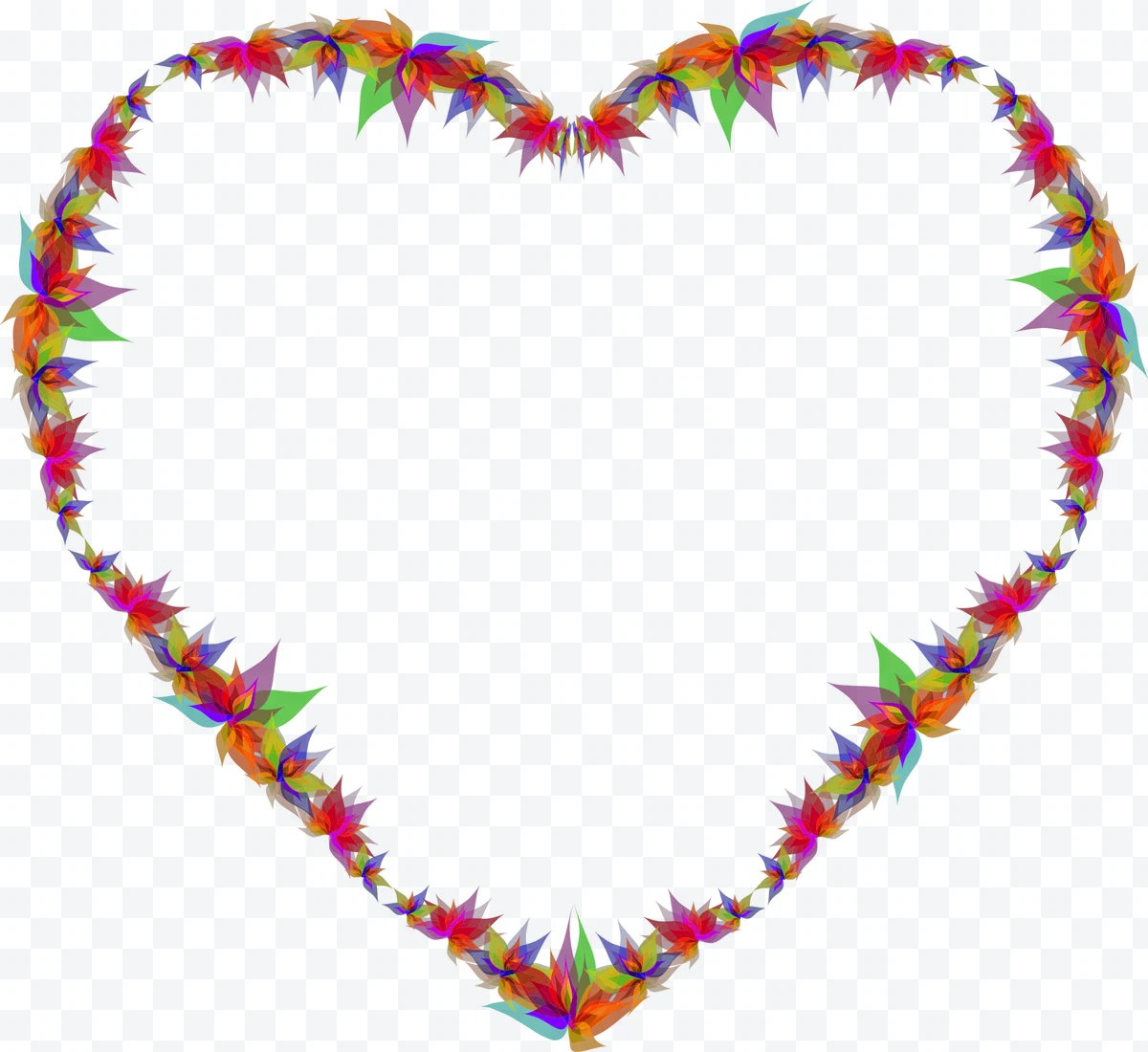 Corazón decorativo con flores multicolores