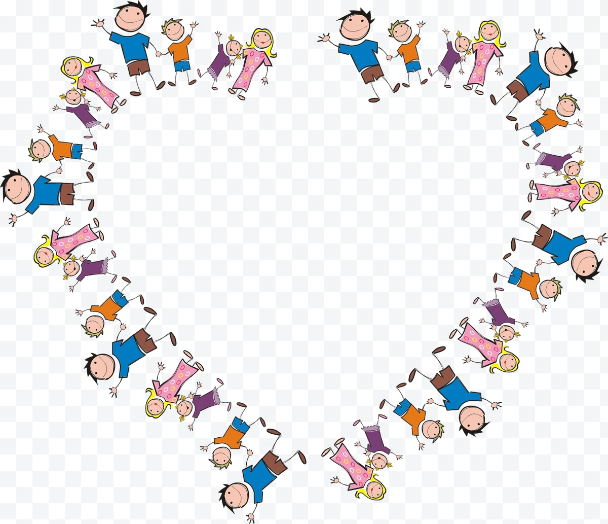 Heart formed by family drawings