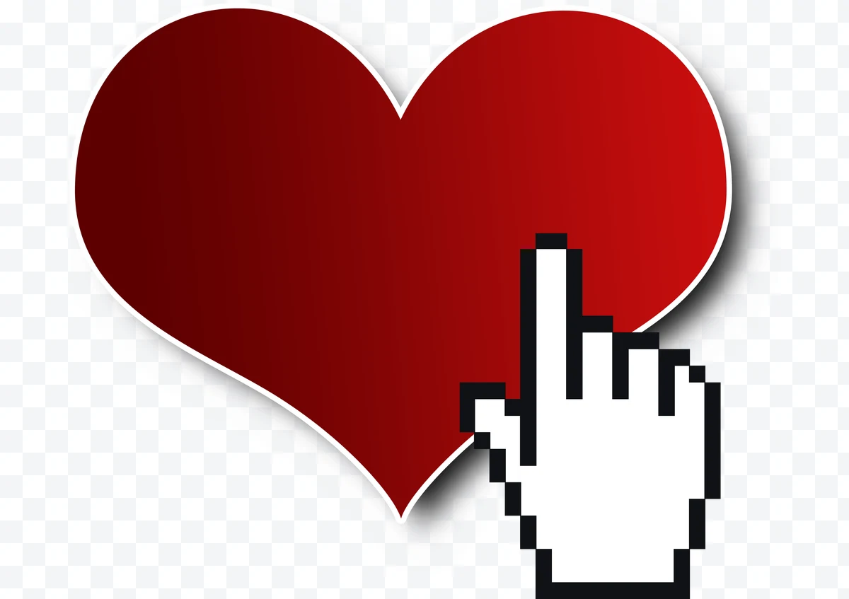 Red heart with hand cursor