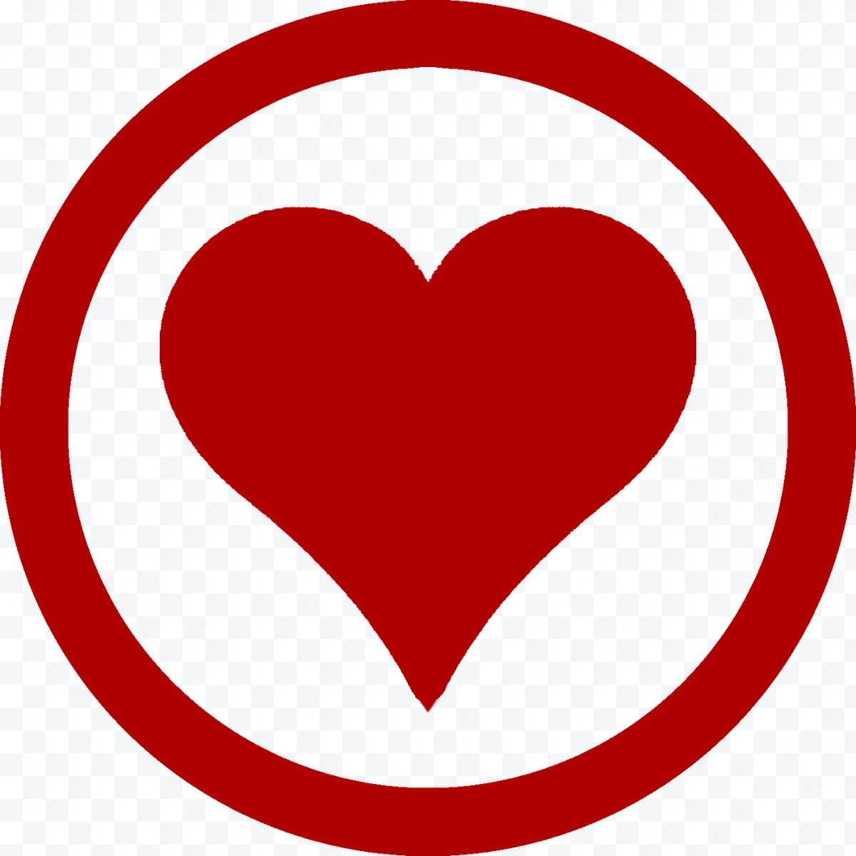 Red heart inside a red circle