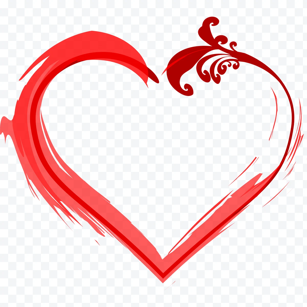 Stylized red heart with ornament