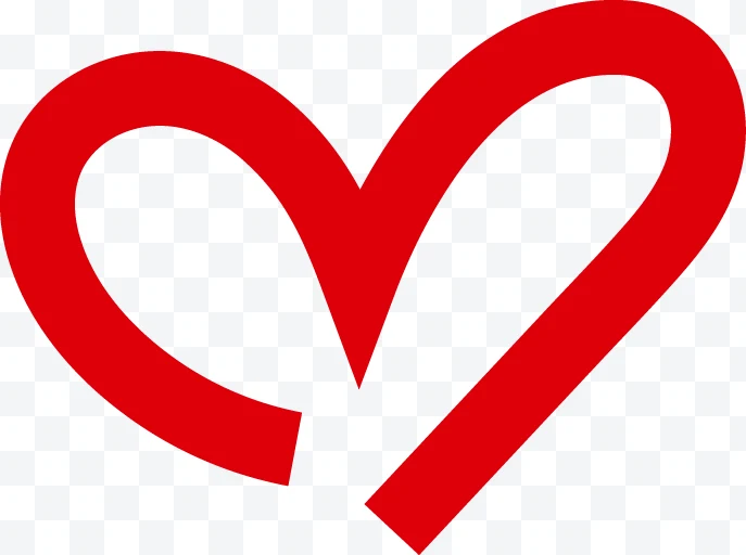 Stylized red heart with thick lines on a white background