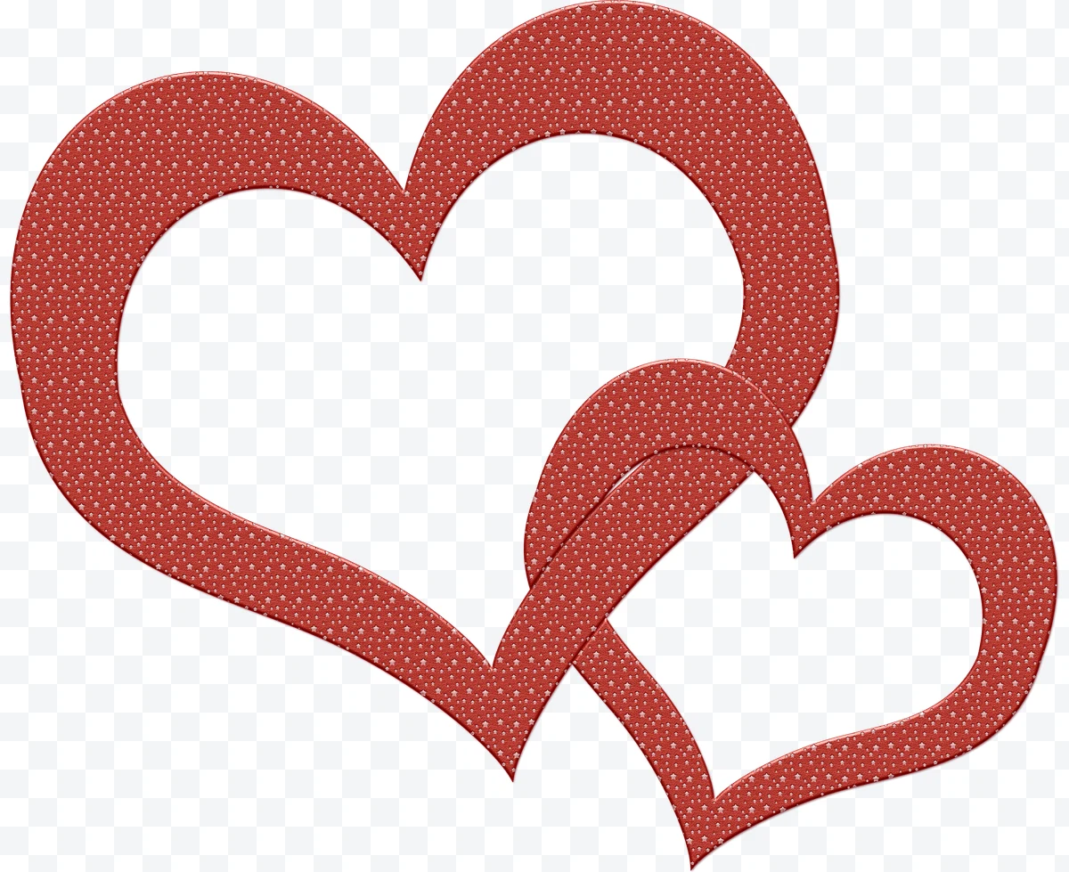 Red intertwined hearts with star pattern