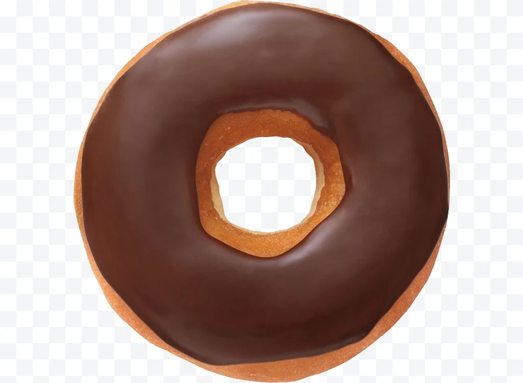 Donut with chocolate glaze viewed from above