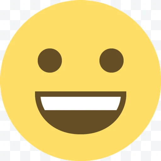 Yellow smiling face emoji with open mouth and visible teeth