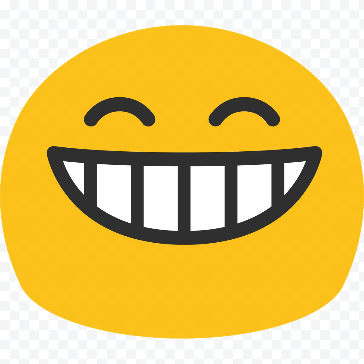 Yellow smiling emoji with closed eyes and big toothy grin.