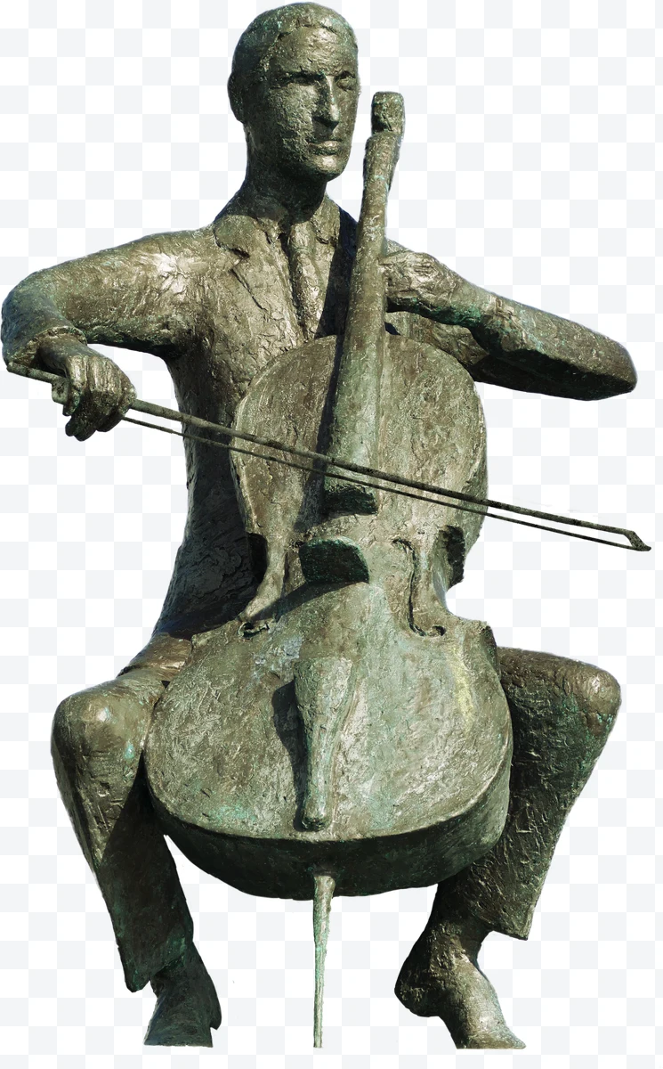 Sculpture of a man playing the cello