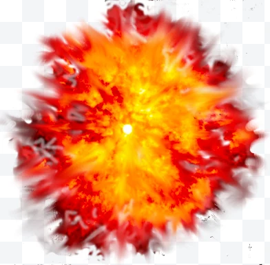 Bright fire explosion with red and yellow tones.