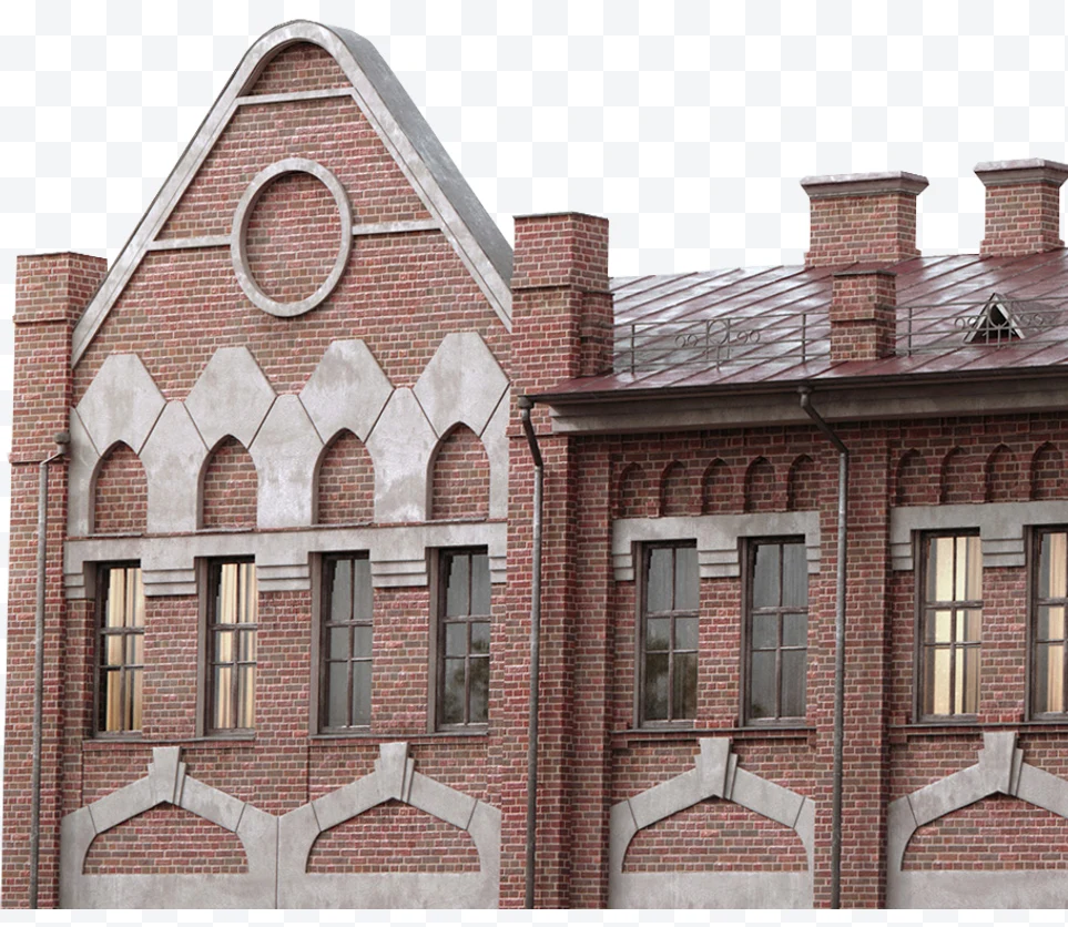 Brick building facade with stone details and windows