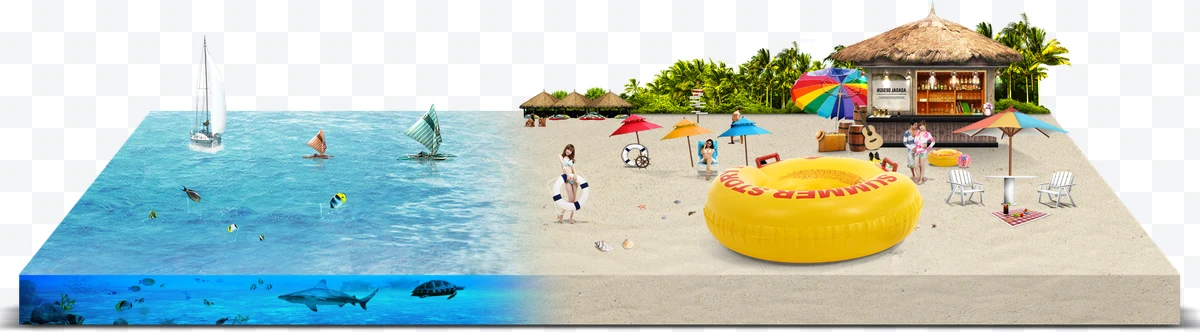 Yellow inflatable float with "SUMMER STORY" text