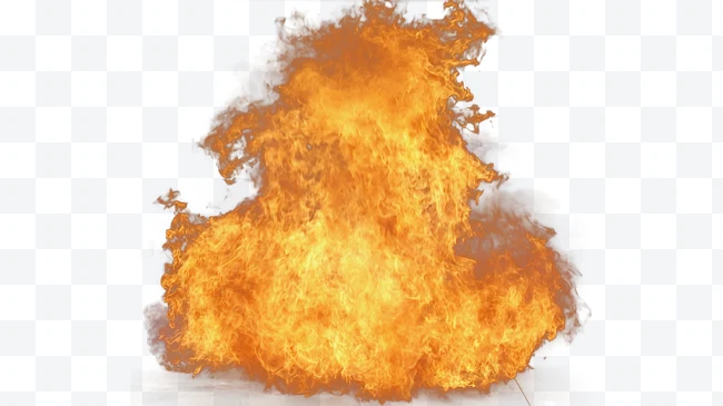 Intense orange fire flame on white background