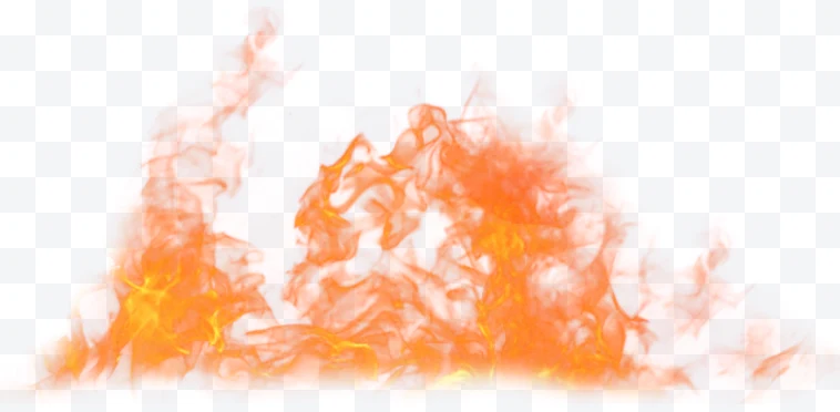 Fire with orange flames on a white background.
