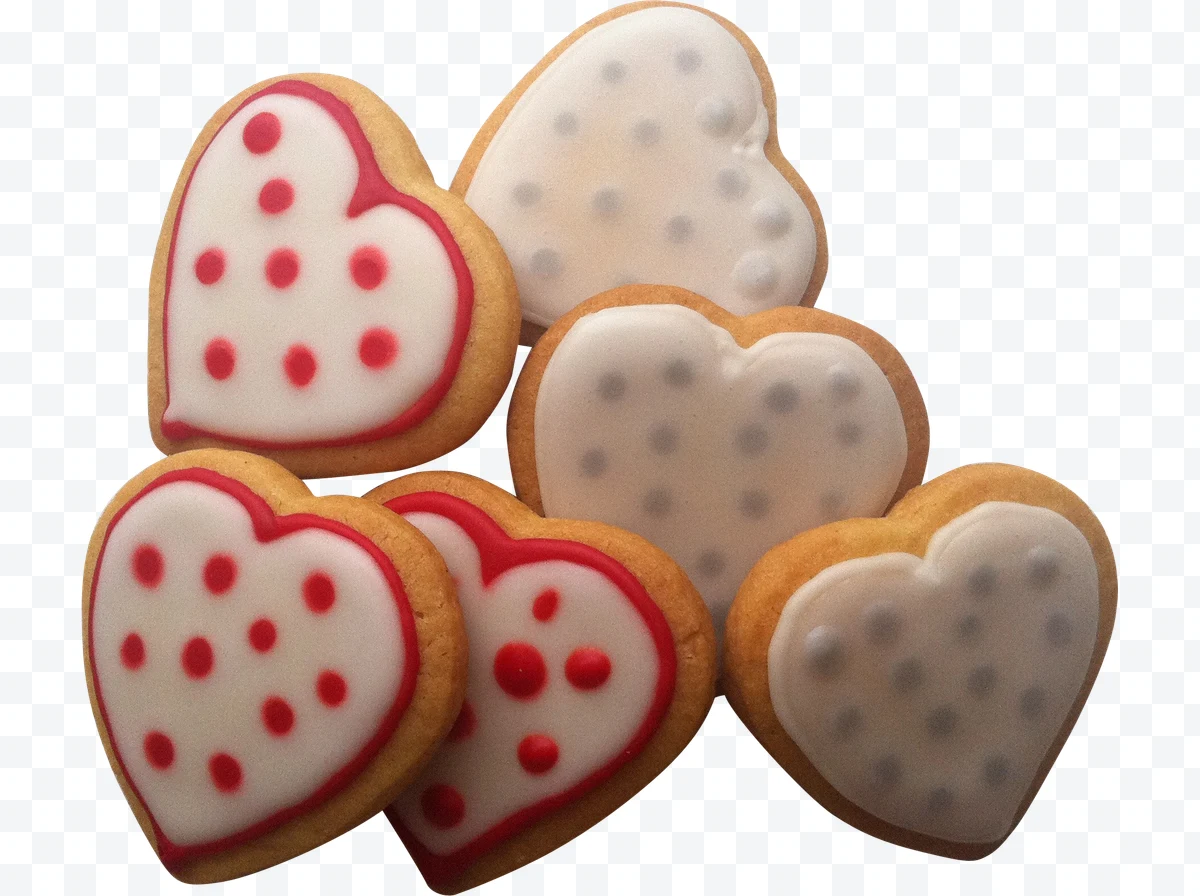 Heart-shaped cookies with icing