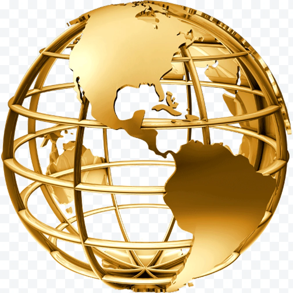 Golden globe with bars and map of America