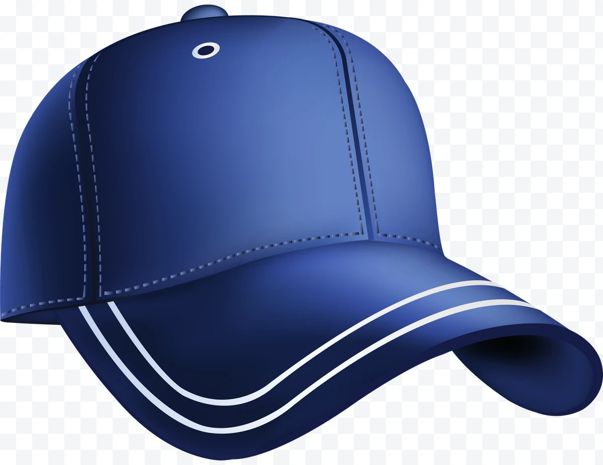 gorra azul con rayas blancas