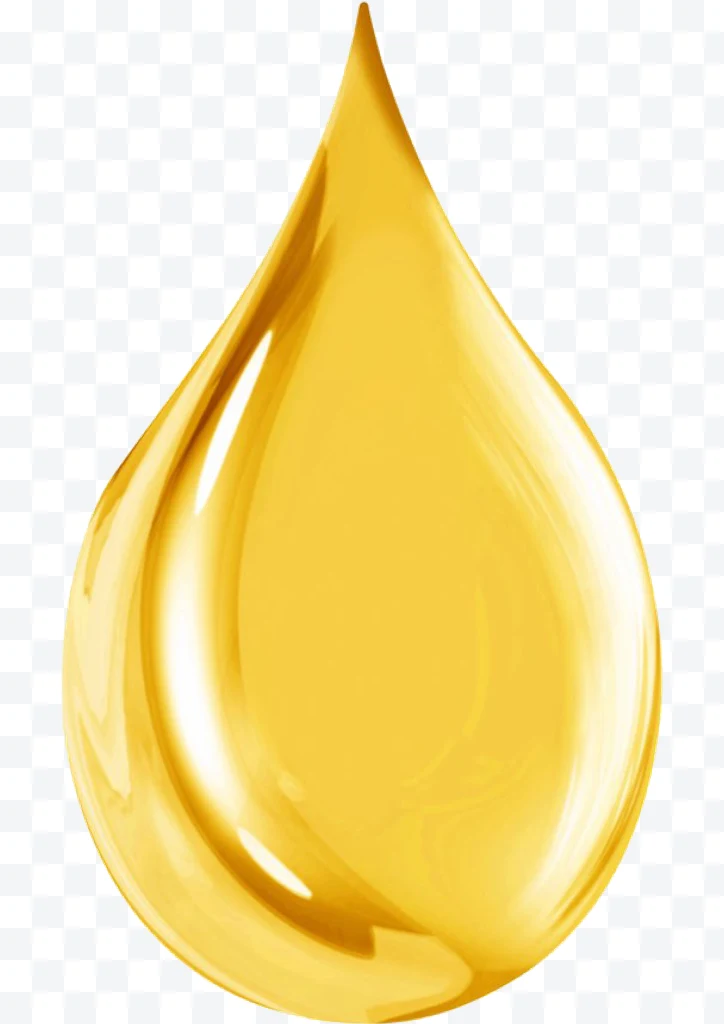 Bright yellow oil drop on white background