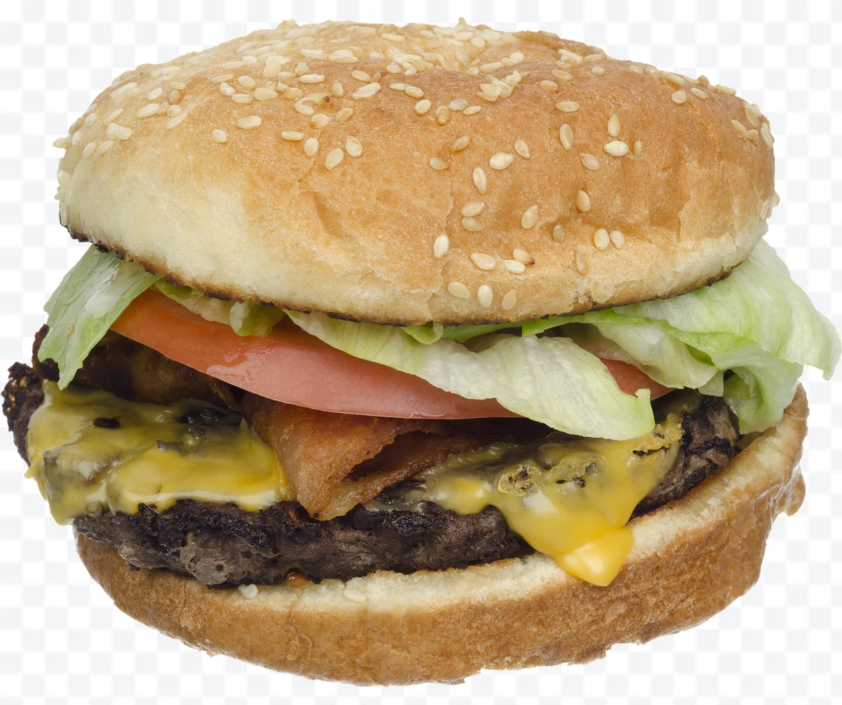Cheeseburger with lettuce and tomato