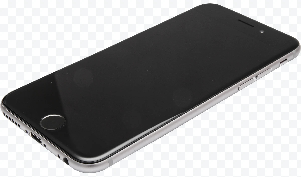 iPhone with black screen and silver edges seen at an angle