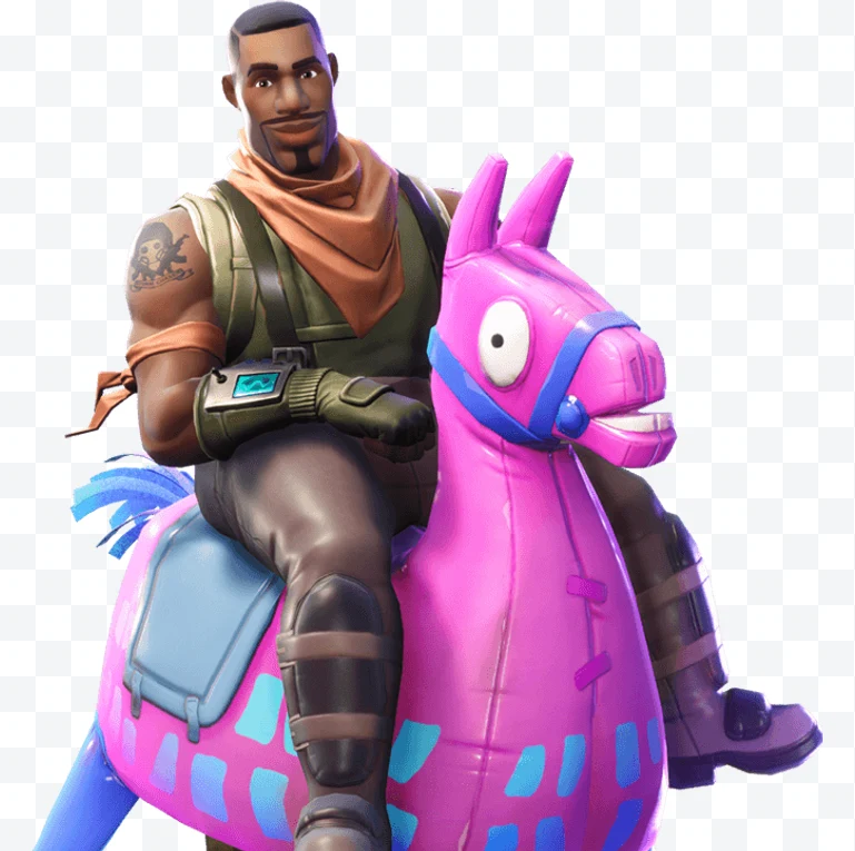 Jonesy riding an inflatable llama from Fortnite