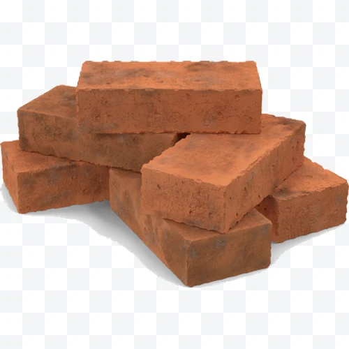 Stacked red bricks with rough texture