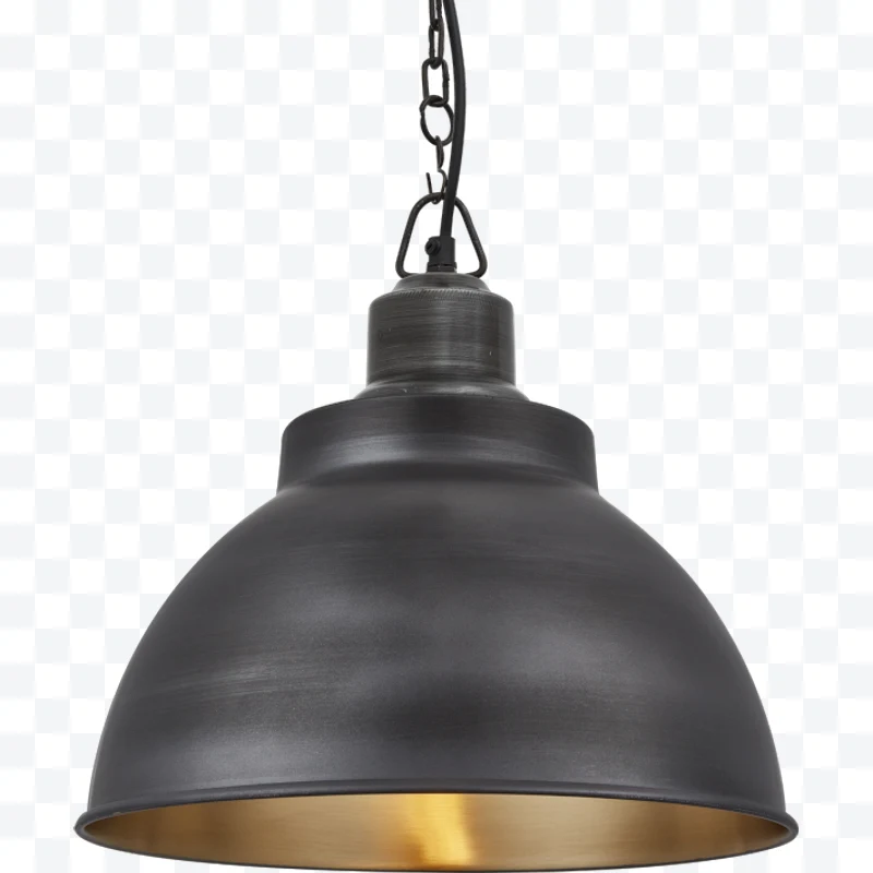 Black industrial pendant lamp with golden interior