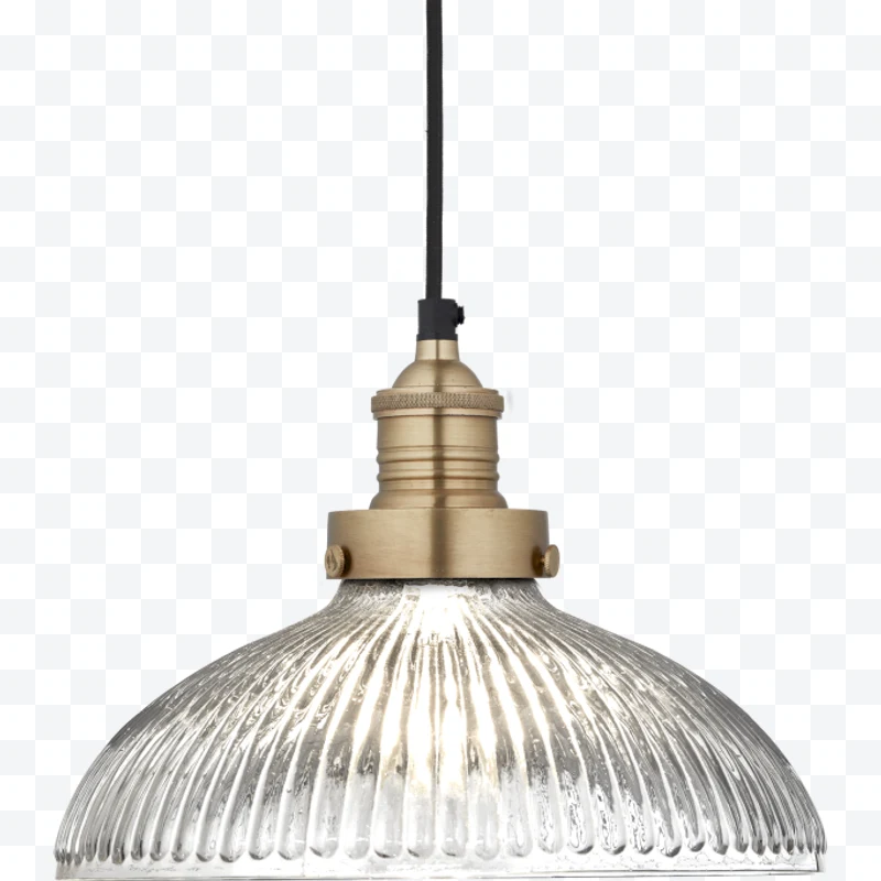 Pendant lamp with transparent glass and golden metal with black cable