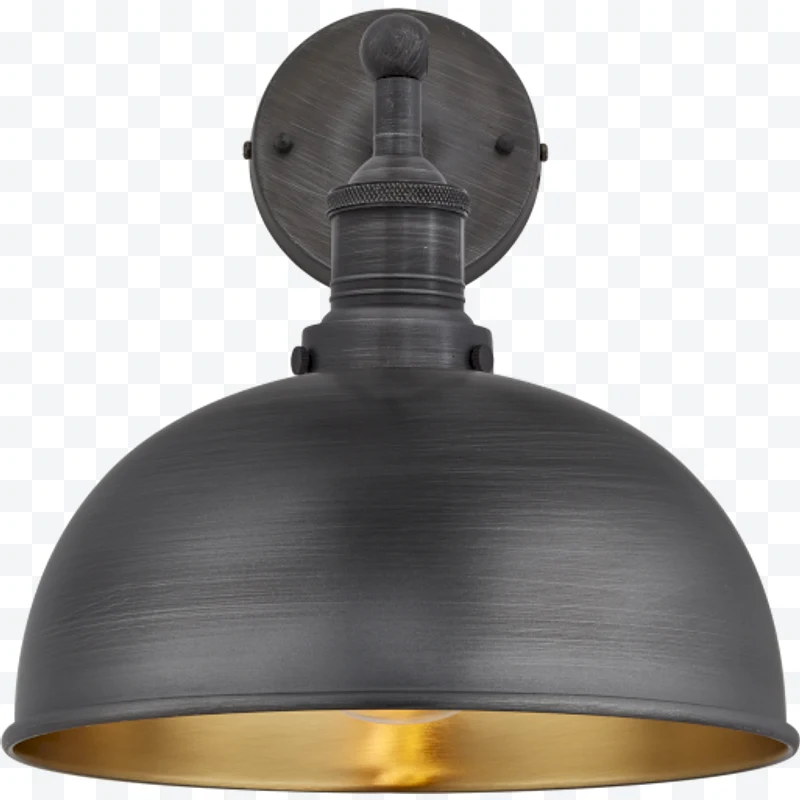Black industrial wall lamp with golden interior