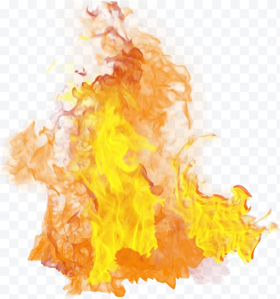Yellow and orange flame on a white background