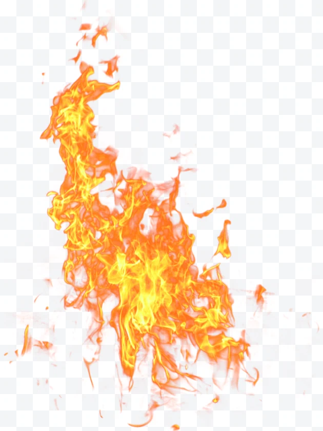 Bright orange and yellow flame on a white background