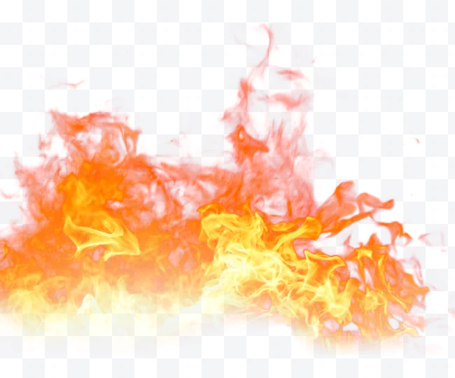 Flame in orange, red, and yellow colors.