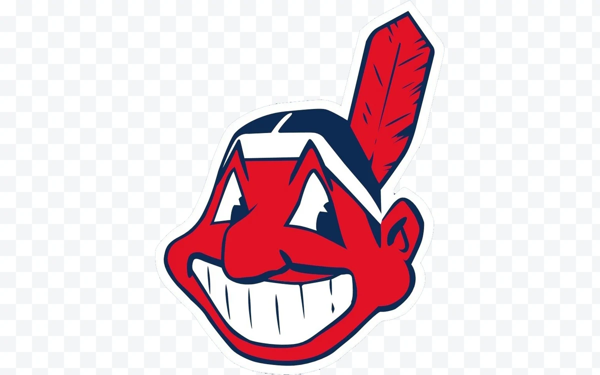 Chief Wahoo Logo with Red Face and Red Feather