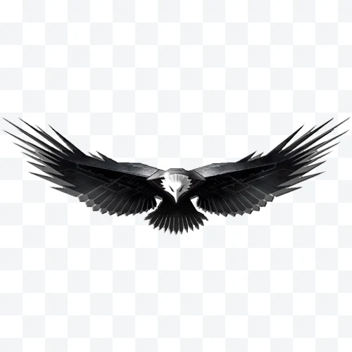 Black stylized eagle logo with white head