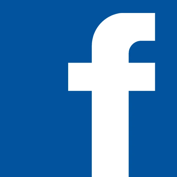 Facebook logo with a white 'f' on a blue background.