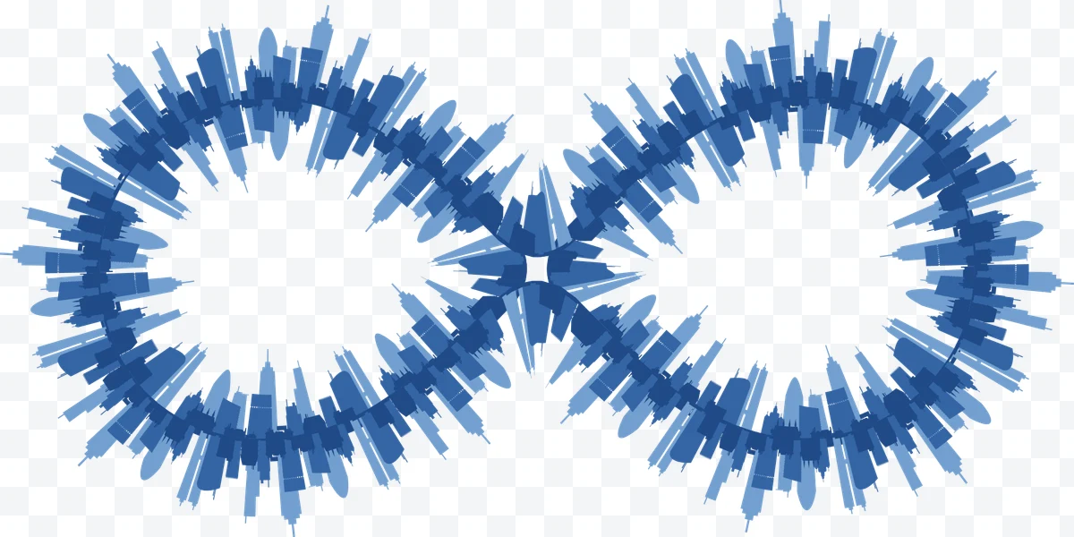 Infinity Logo with City Silhouettes