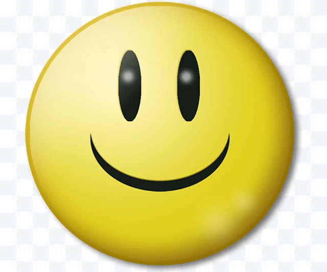 Yellow Smiley logo with black eyes and smile and 3D effect