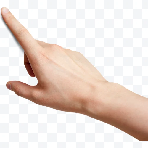 Right human hand pointing with extended index finger.
