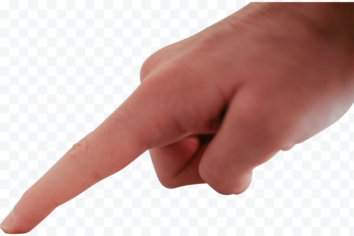 Human hand pointing with extended index finger